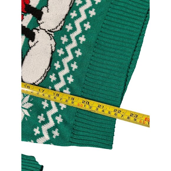 Disney Mickey Mouse Christmas Sweater Green White Fair Isle Print XS - Picture 5 of 6